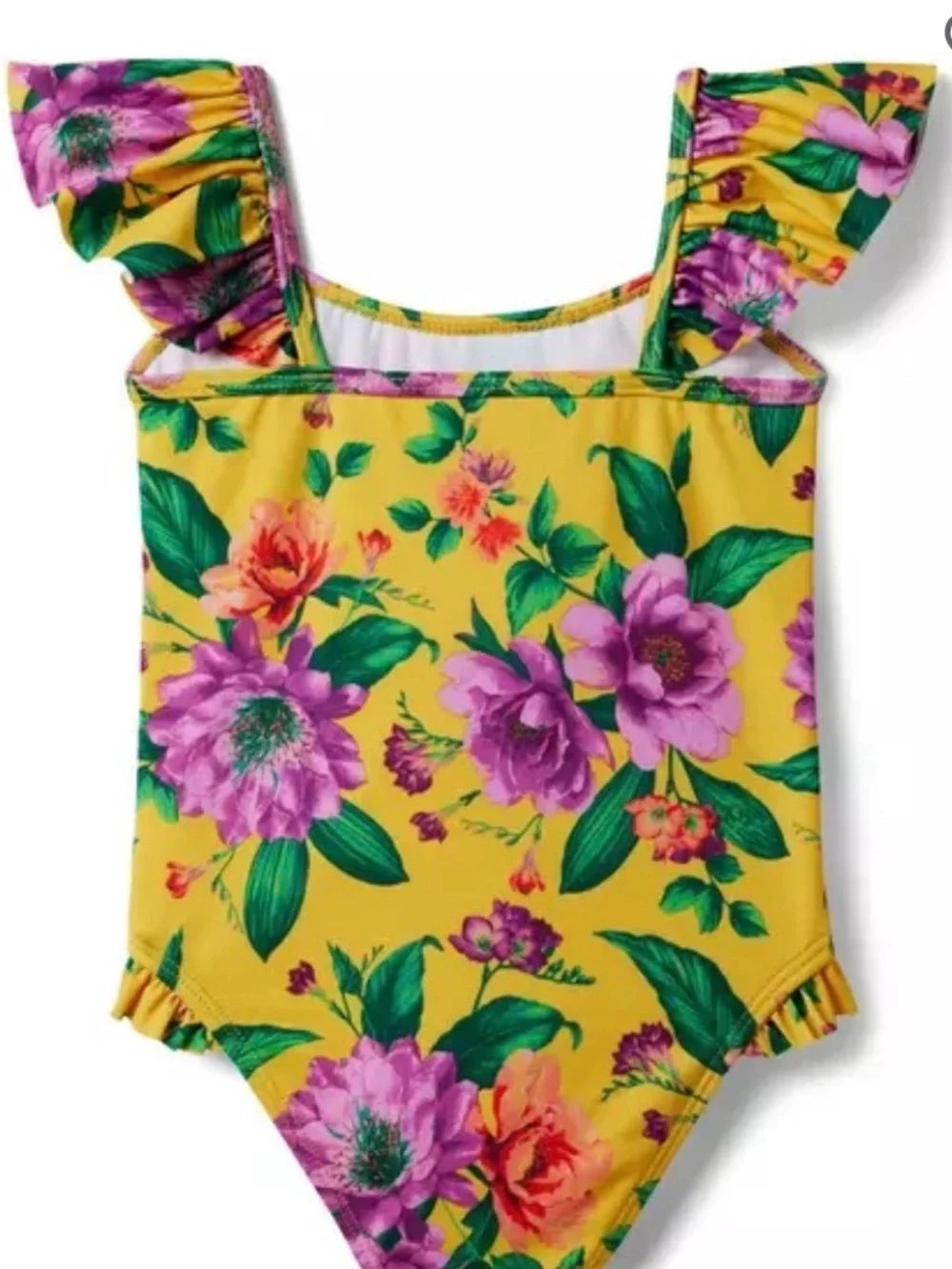 Janie and Jack 12M-18M Floral Recycled Flutter Sleeve One Piece Swimsuit UPF50+